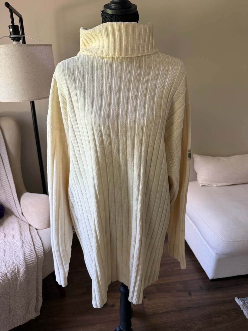 South Pole Cream Ribbed Turtleneck Sweater